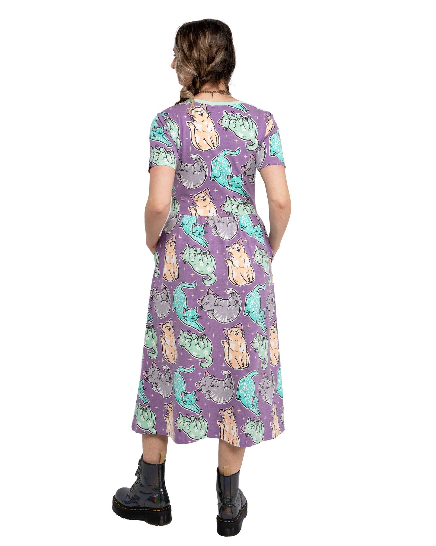 Rebel Romance Purrfect Cats Midi Dress with Pockets