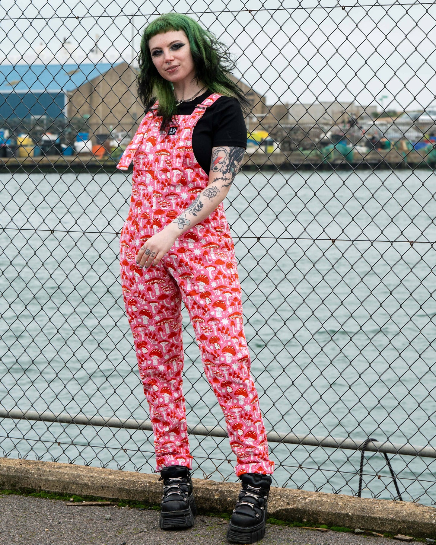 Rebel Romance x Stacey McEvoy-Caunt Mushrooms Stretch Dungarees 
