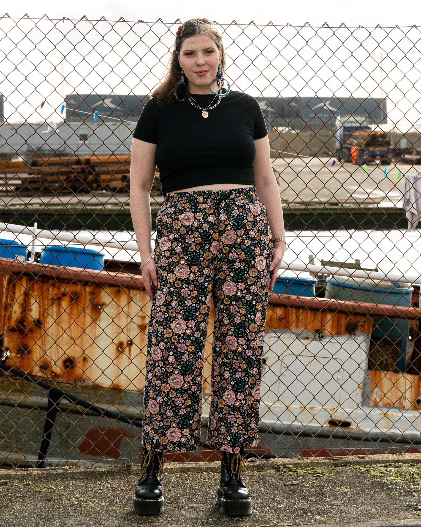 Rebel Romance Eye Spy Floral Cropped Wide Leg Trousers
