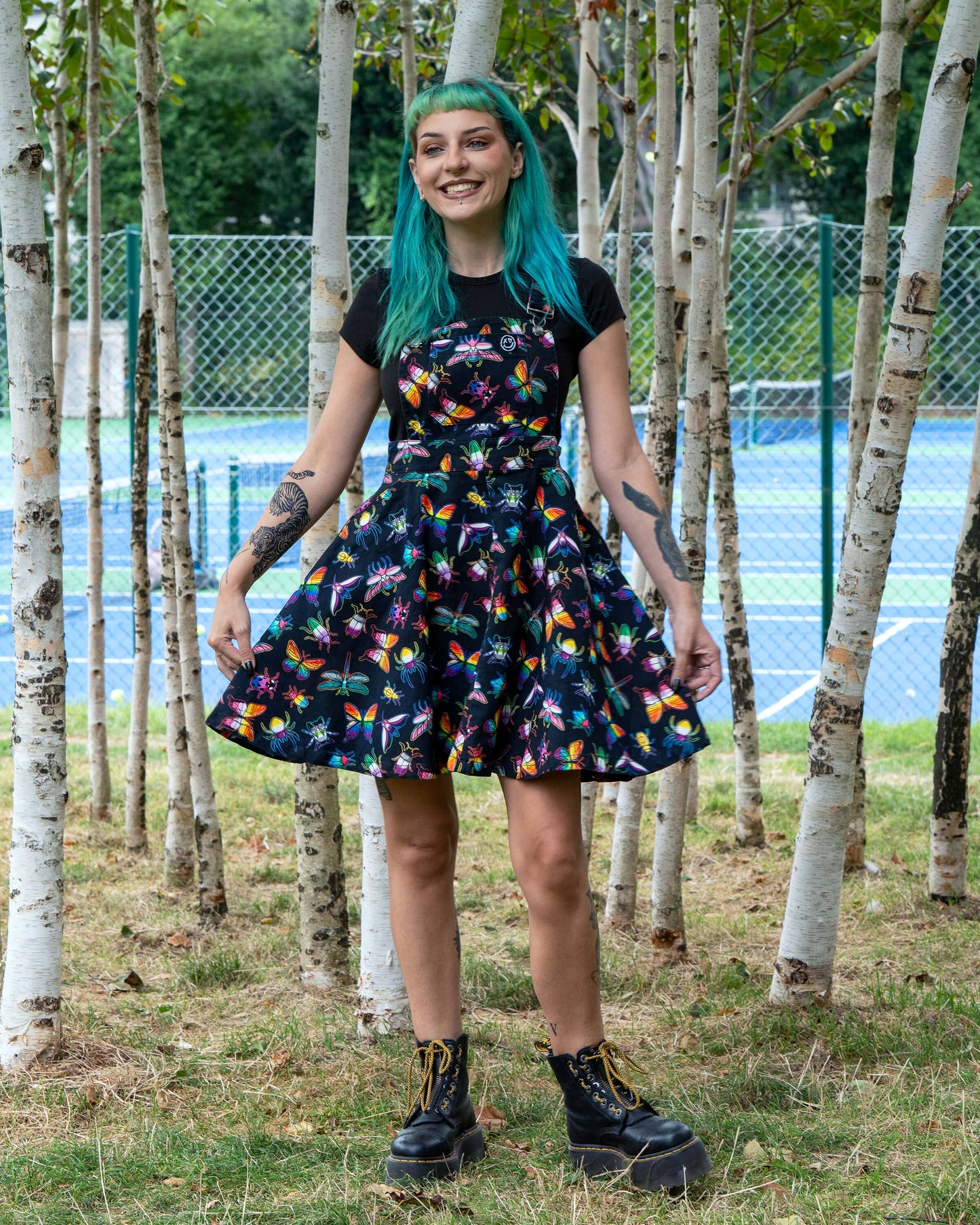 Rebel Romance PRIDE Bugs Stretch Flared Pinafore