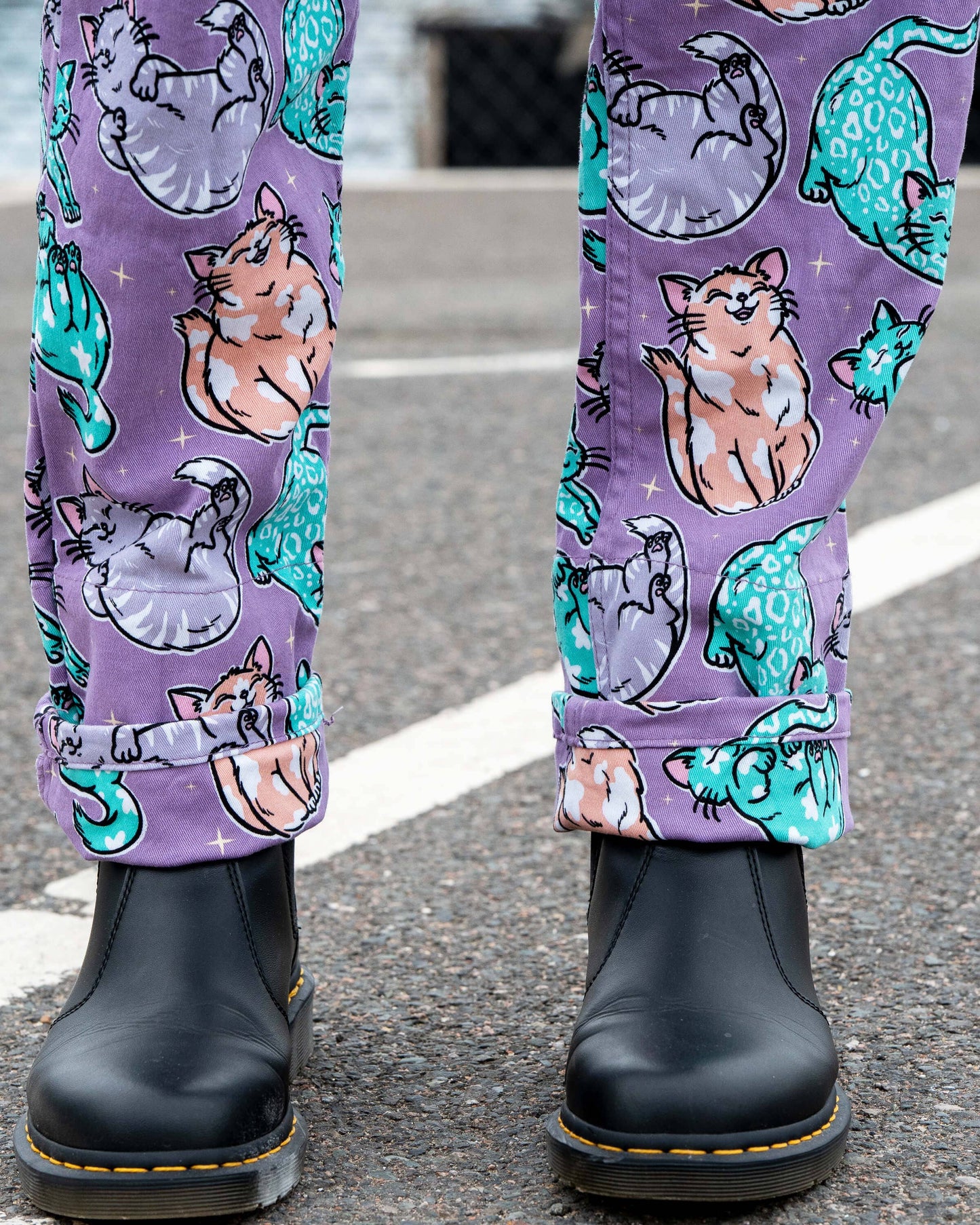 Rebel Romance x Abi Perry Purrfect Cats Stretch Dungarees