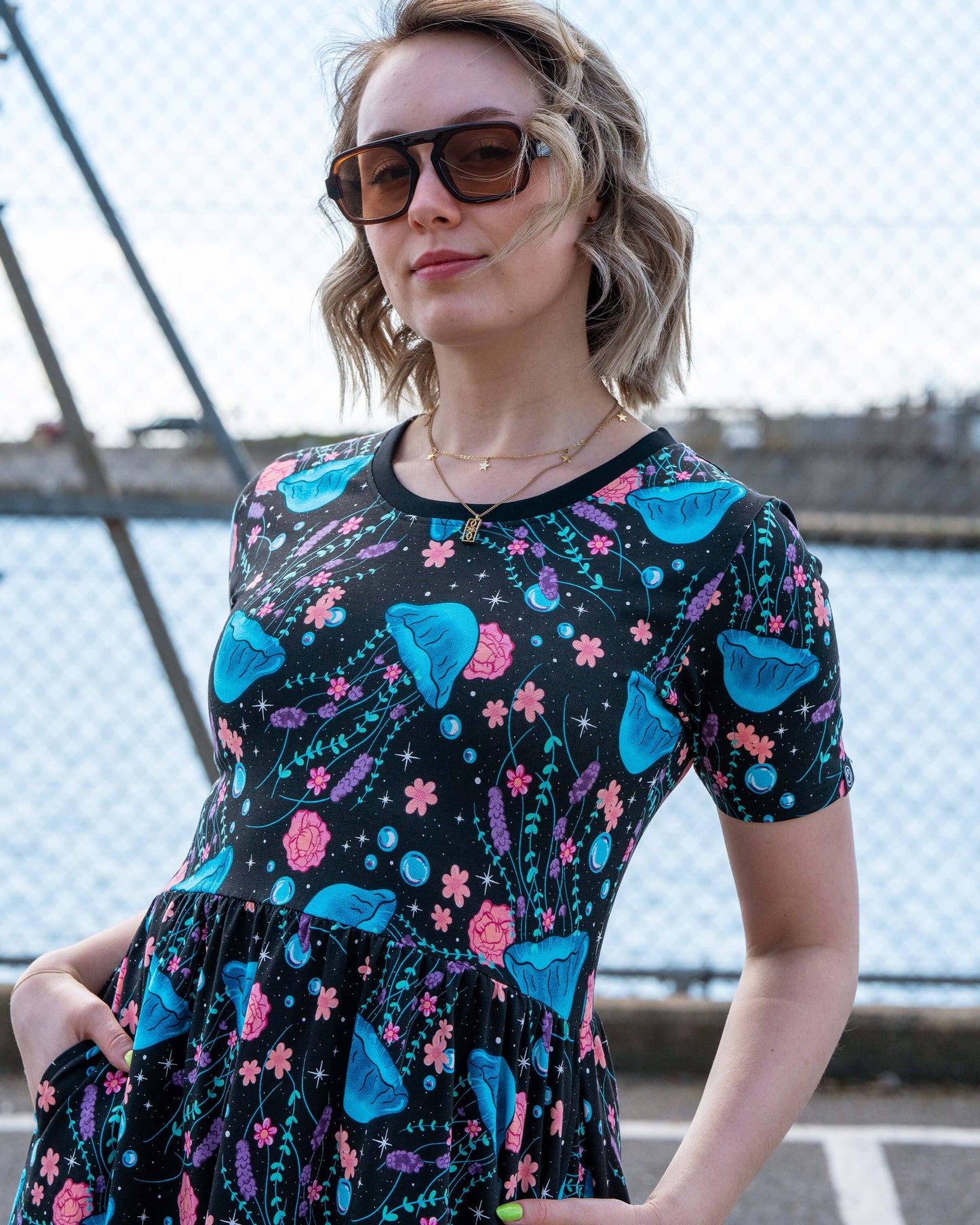 Rebel Romance Floral Jellyfish Midi Dress