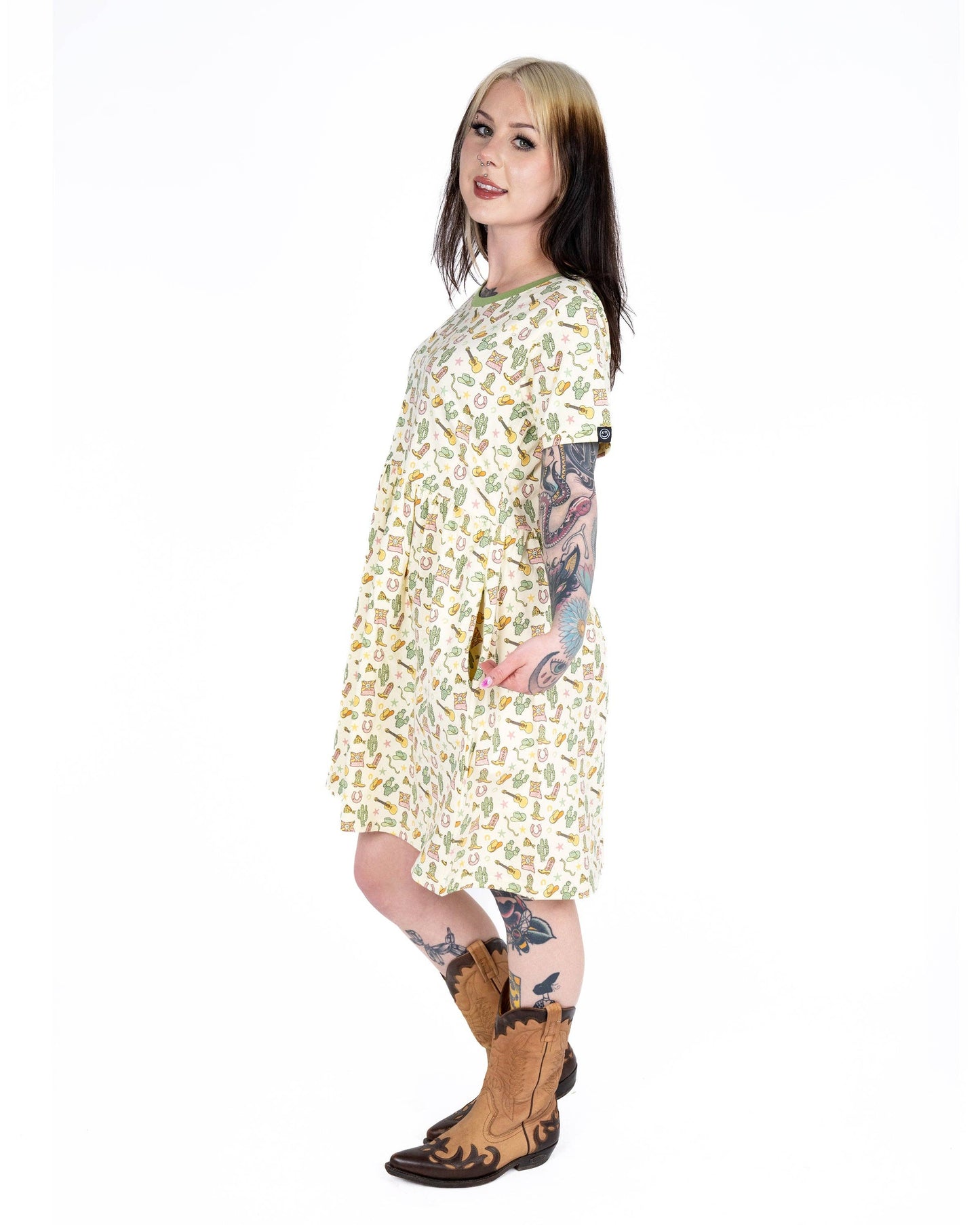 Rebel Romance x Yasmin Cousins Cowboy Stretch Smock Dress
