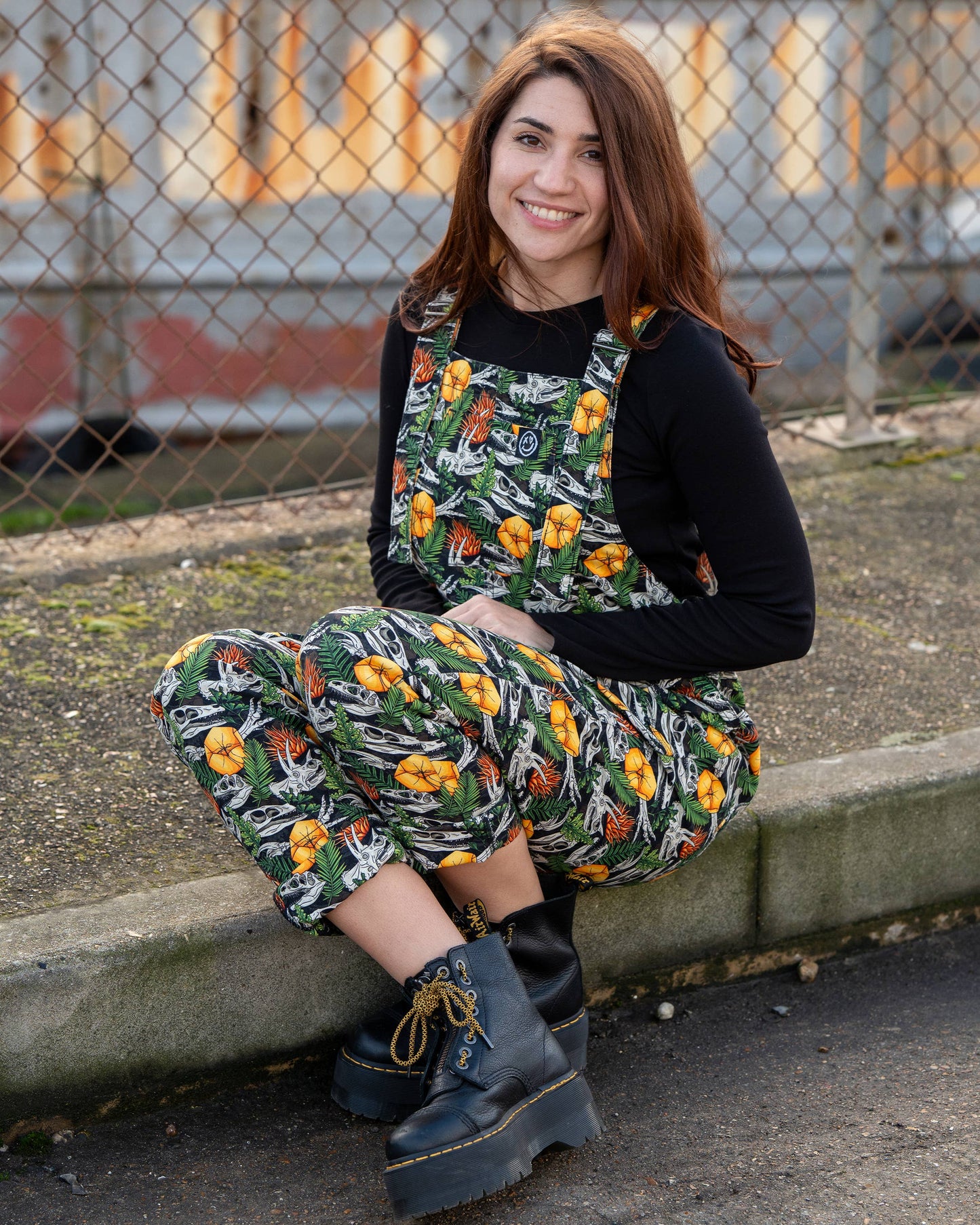 Rebel Romance Jurassic Jumble Stretch Dungarees 