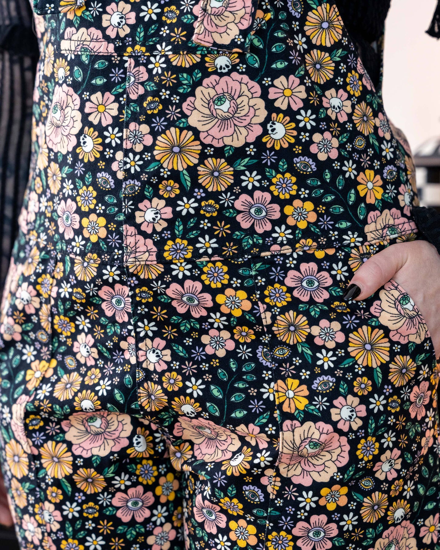 Rebel Romance Eye Spy Floral Stretch Dungarees
