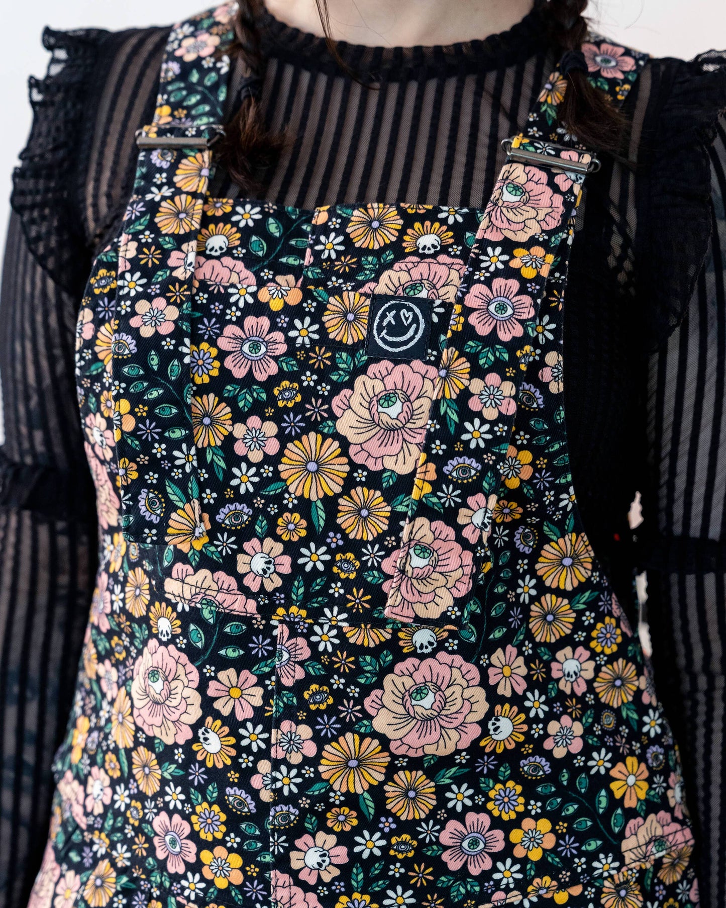 Rebel Romance Eye Spy Floral Stretch Dungarees