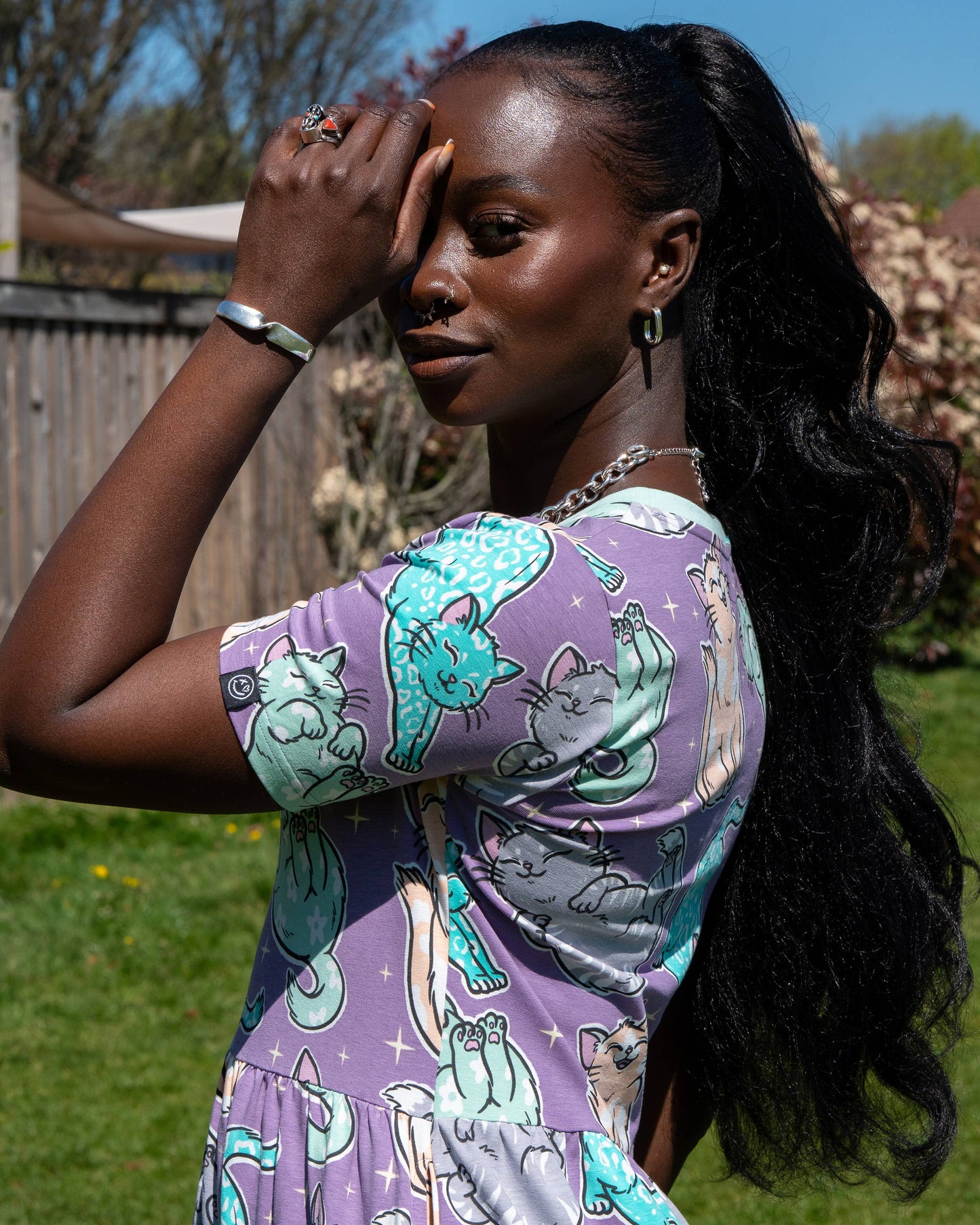 Rebel Romance Purrfect Cats Midi Dress with Pockets