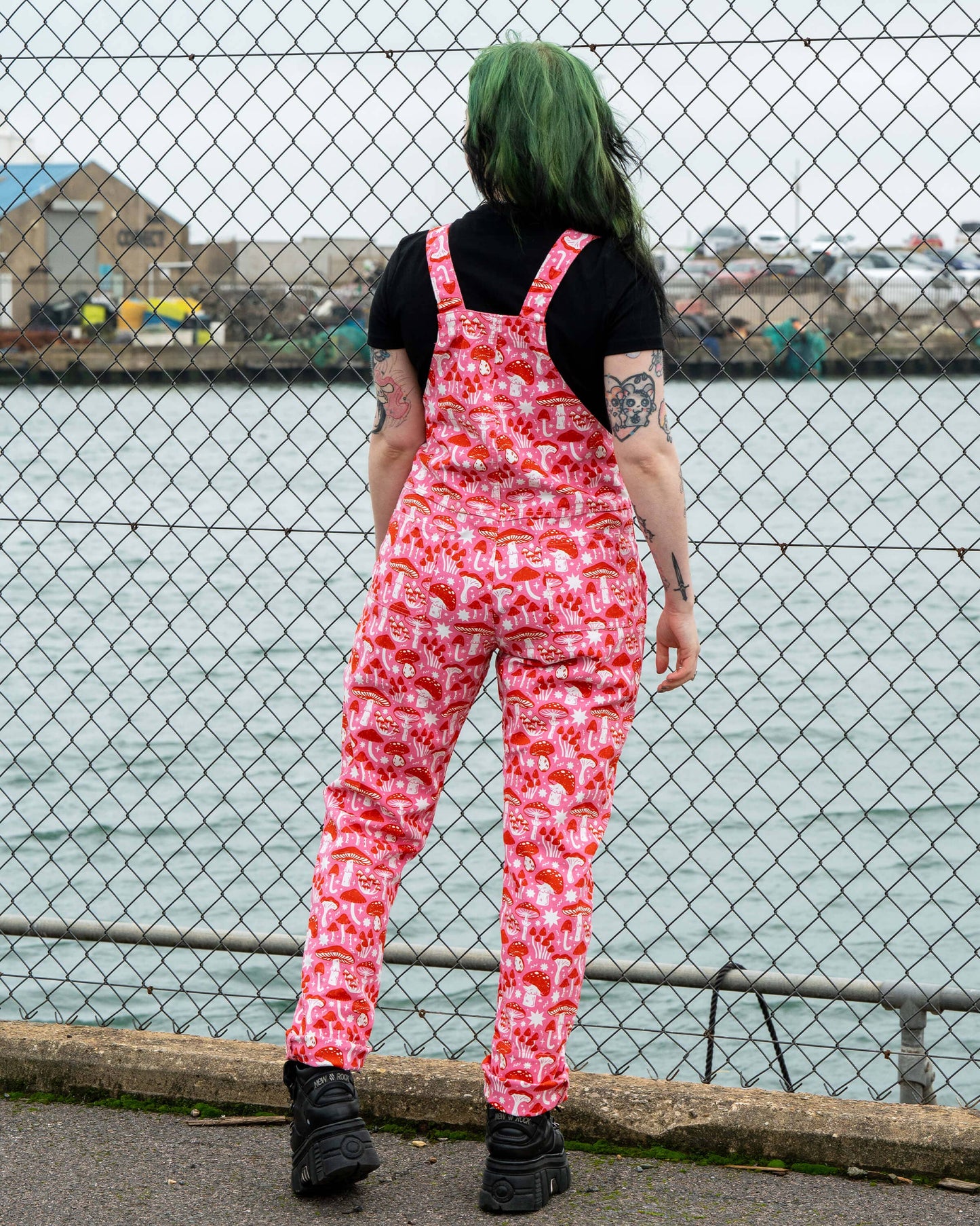 Rebel Romance x Stacey McEvoy-Caunt Mushrooms Stretch Dungarees 