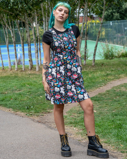 Rebel Romance PRIDE Tattoo Stretch Pinafore