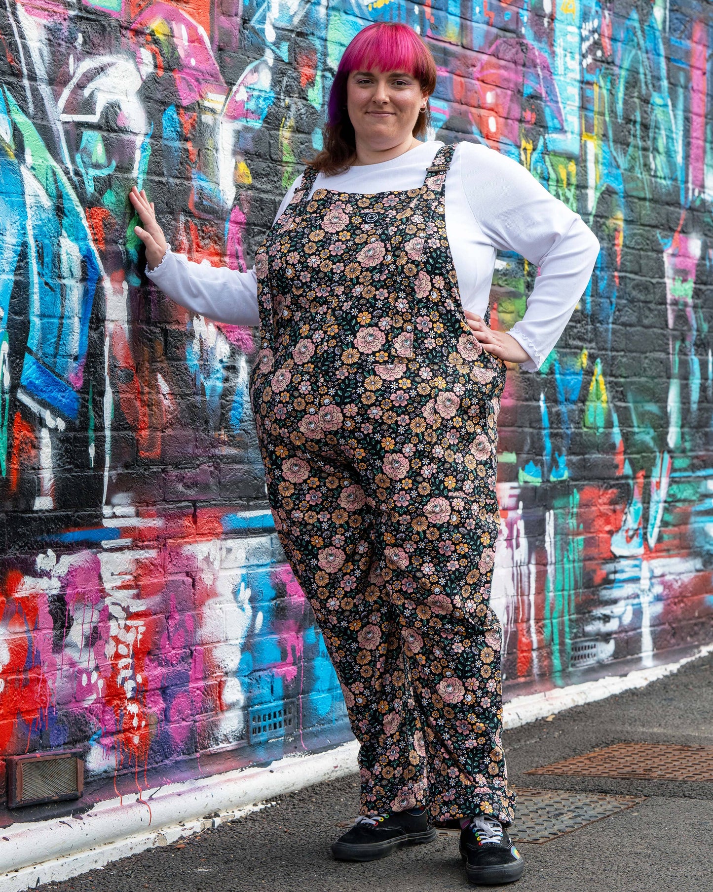 Rebel Romance Eye Spy Floral Stretch Dungarees