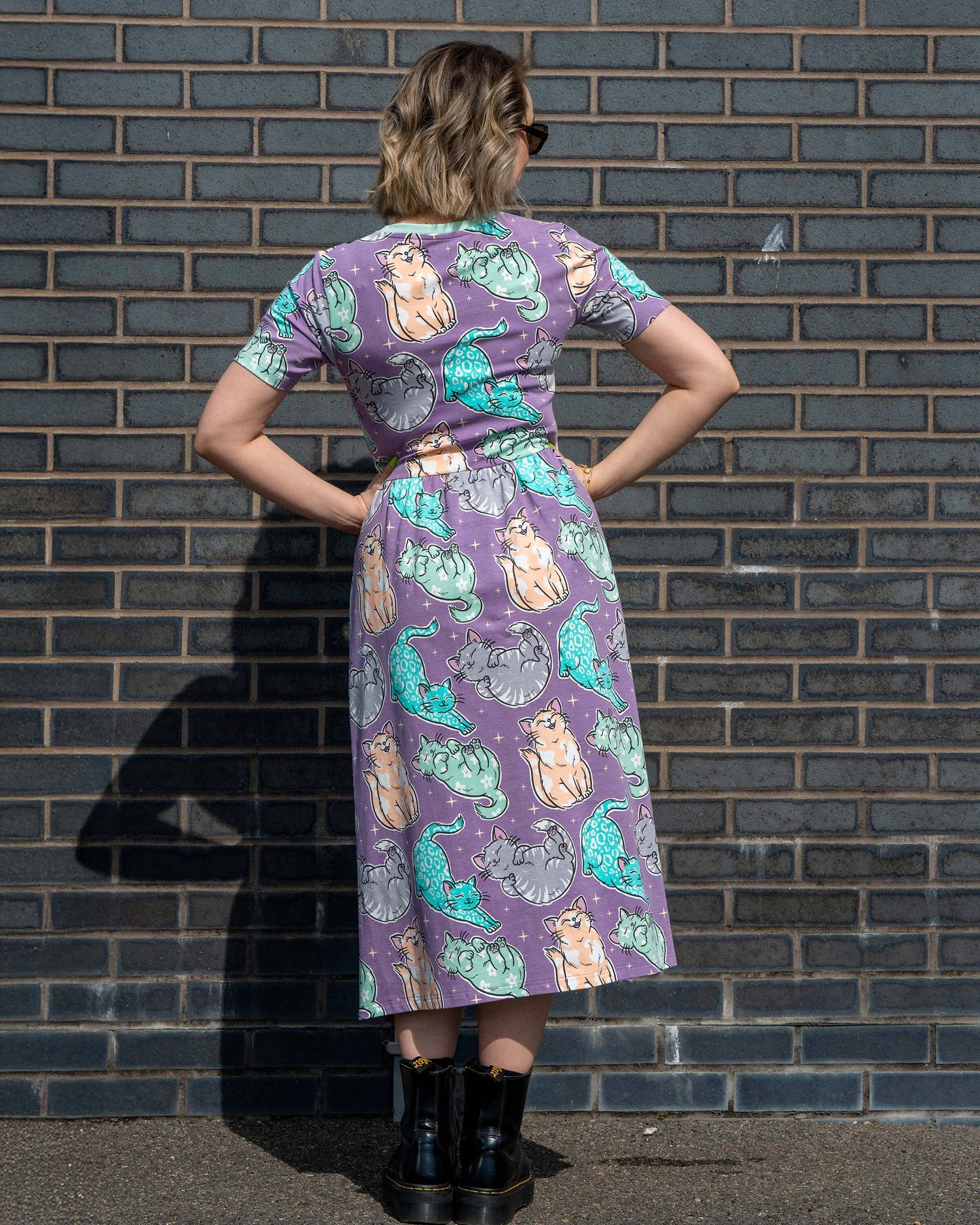 Rebel Romance Purrfect Cats Midi Dress with Pockets